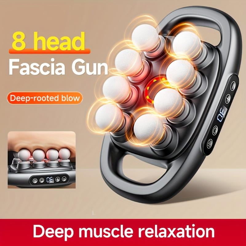 8-Head Deep Tissue Massage Gun, a Tool for Relaxing Muscles Throughout the Body, Including Feet, Legs, Waist, Back, and Neck. This Electric Massager Makes a Perfect Gift for Athletes, Friends, Family, Mothers, Fathers, Christmas, Valentine'