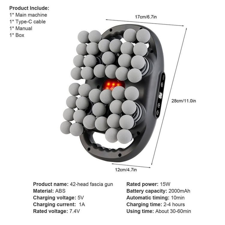 42 Head Fascia Massager, High-Quality Massage Tool for Muscle Relief, Ergonomic Design, Portable and Lightweight, Ideal for Athletes and Fitness Enthusiasts