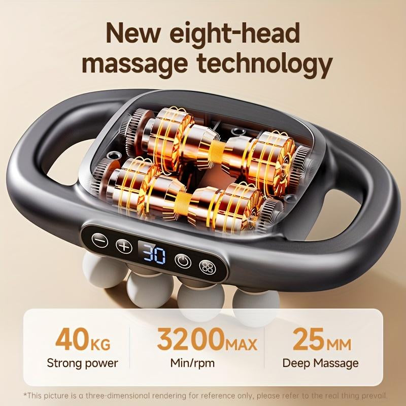 8-Head Deep Tissue Massage Gun, a Tool for Relaxing Muscles Throughout the Body, Including Feet, Legs, Waist, Back, and Neck. This Electric Massager Makes a Perfect Gift for Athletes, Friends, Family, Mothers, Fathers, Christmas, Valentine'