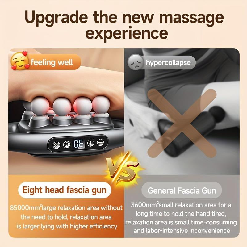 8-Head Deep Tissue Massage Gun, a Tool for Relaxing Muscles Throughout the Body, Including Feet, Legs, Waist, Back, and Neck. This Electric Massager Makes a Perfect Gift for Athletes, Friends, Family, Mothers, Fathers, Christmas, Valentine'