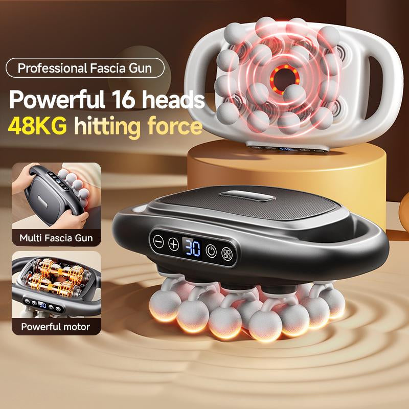 16-Head Deep Tissue Massage Gun with 30 Levels & 30 Modes